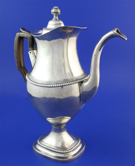 A 19th century Portuguese silver pedestal coffee pot, 38.5 oz.